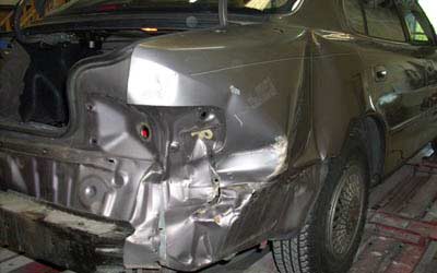 Car damaged in automobile accident